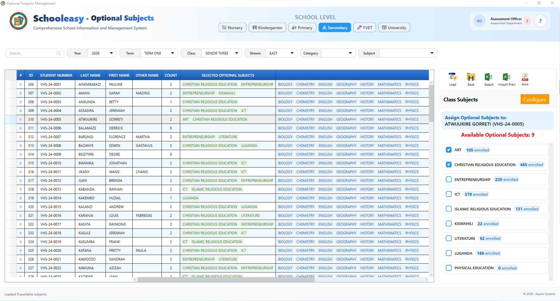 Optional Subjects