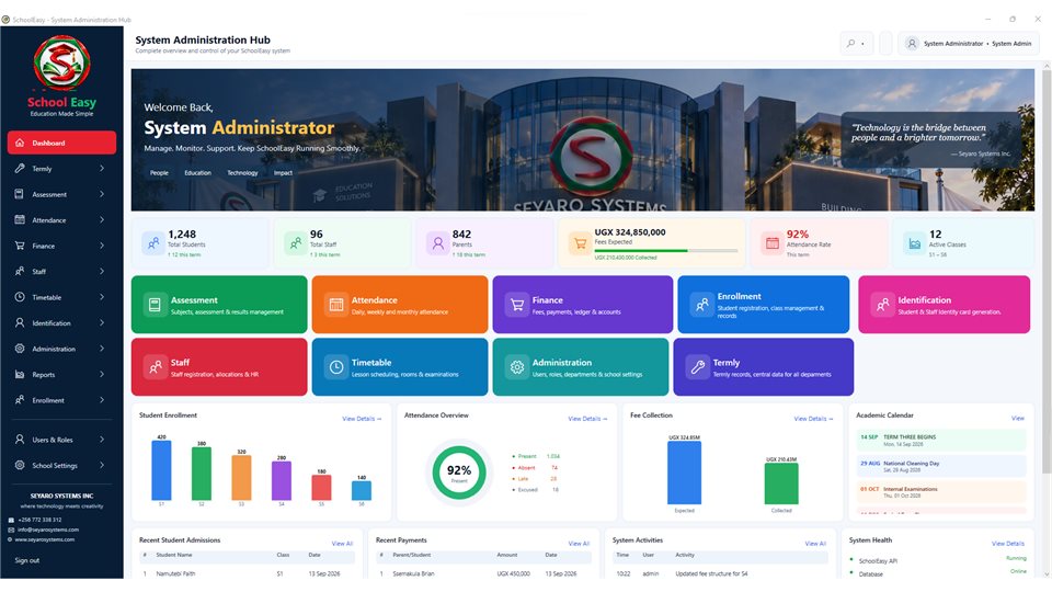 SchoolMeridian: System administration hub