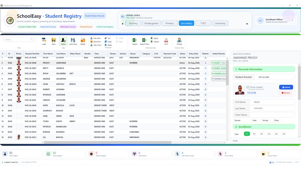 SchoolMeridian: Student master register