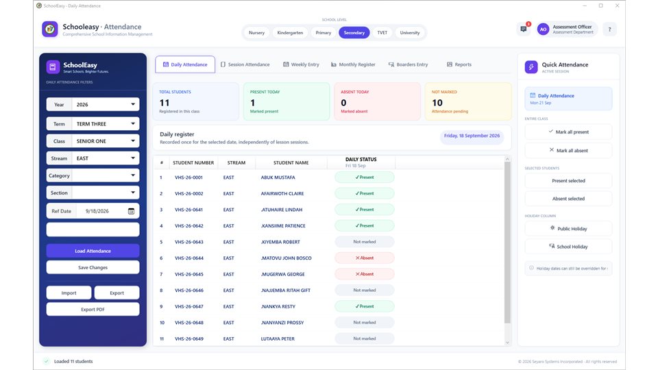 SchoolMeridian: Daily attendance register