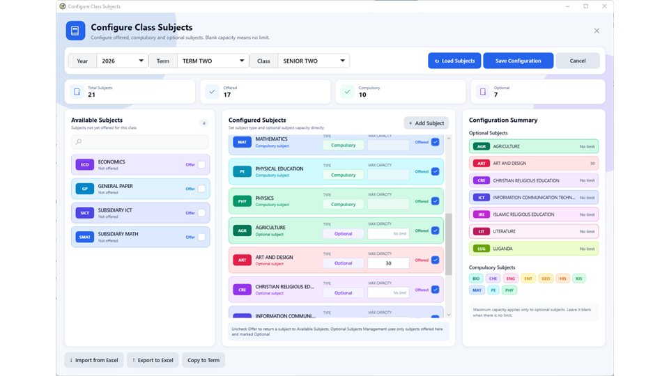 SchoolMeridian: Configure class subjects